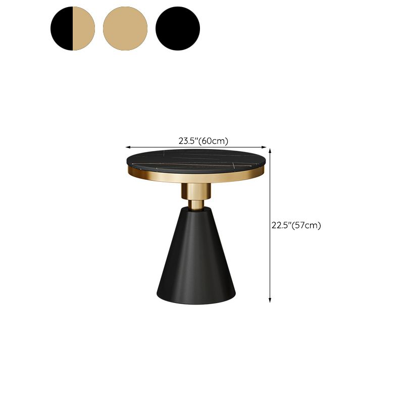 Modernistic Round Slate Top Side End Table Metal Pedestal Table