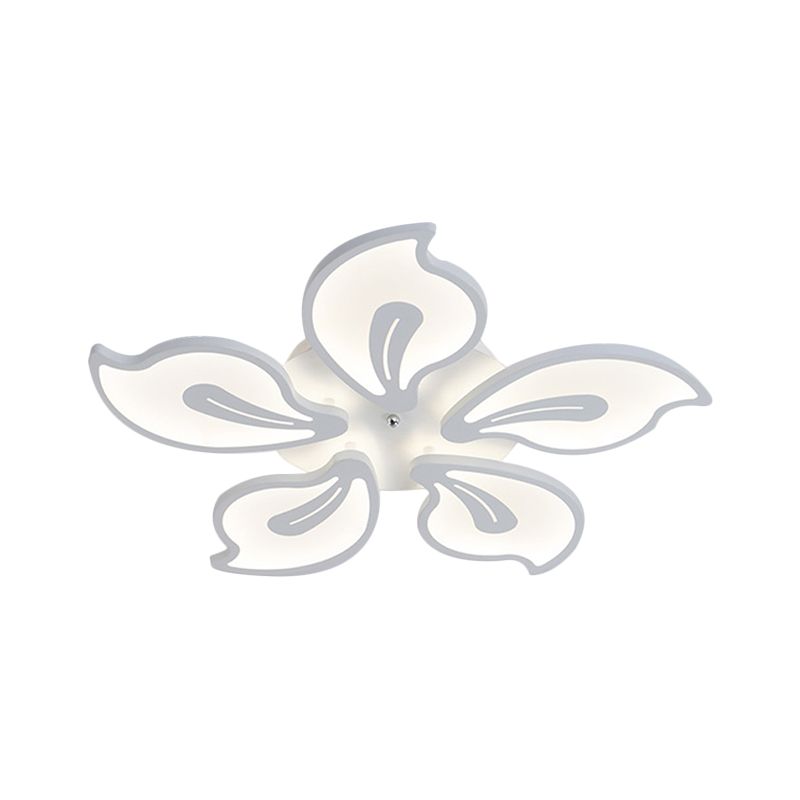 Acrylic Blossom Ceiling Flush Contemporary 5/9 Heads White Semi Flush Mount in Warm/White/Natural Light