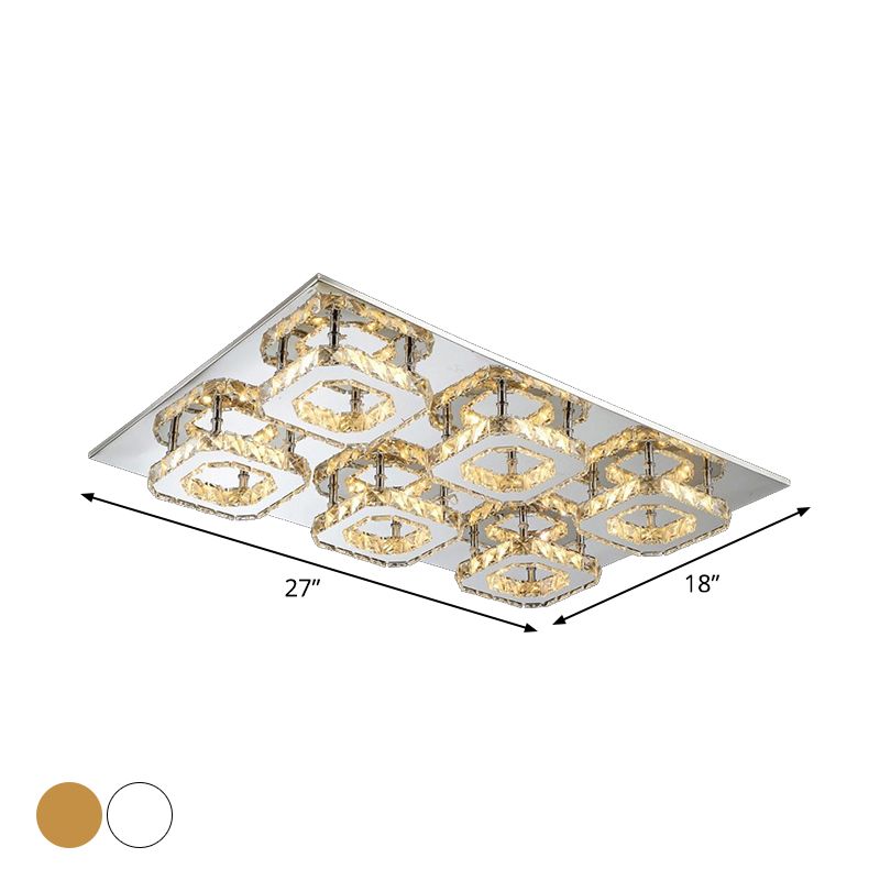 Plafonnier encastré de style moderne, éclairage encastré en cristal chromé à facettes