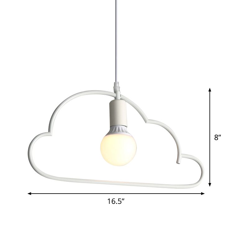 Cloud Bedside Pendant Lighting Metal 1 Bulb Modernism Hanging Ceiling Lamp in White