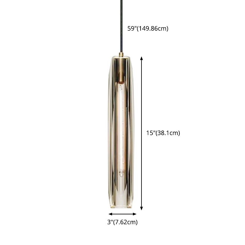 15.3 "Lengte K9 Kristallen Hanglicht Postmoderne stijl Brass Simplicity Lighting Fixture in rookgrijs voor eetkamer