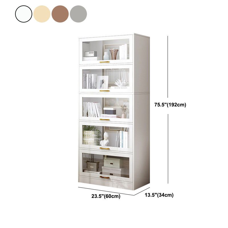 Modern Engineered Wood Shelf Bookcase Floor Closed Back Home Book Shelf with Doors