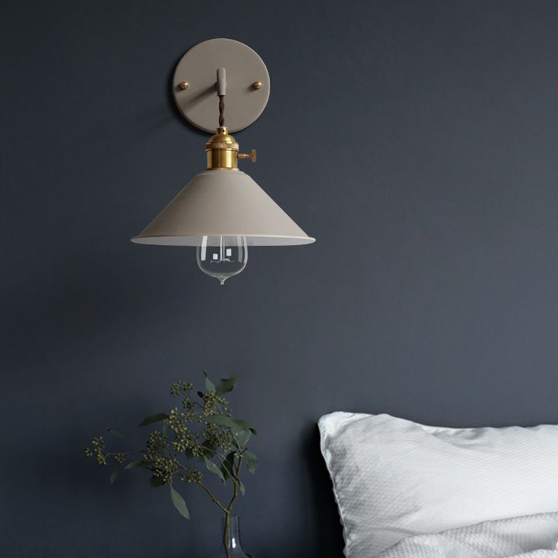 Cone Shaded Wall Light Industrial Polish Finish Lighting for Living Room