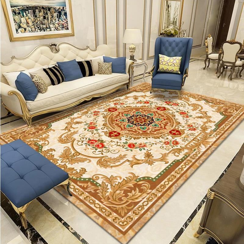 Navy Classic Rug Polyester Graphic Rug Non-Slip Backing Rug for Home Decor