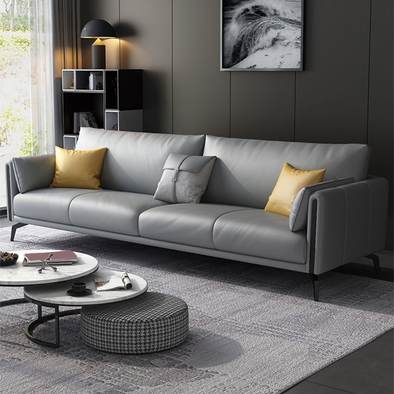 Gray Faux Leather Straight Arm Sofa/Sectionals with water proof for Living Room