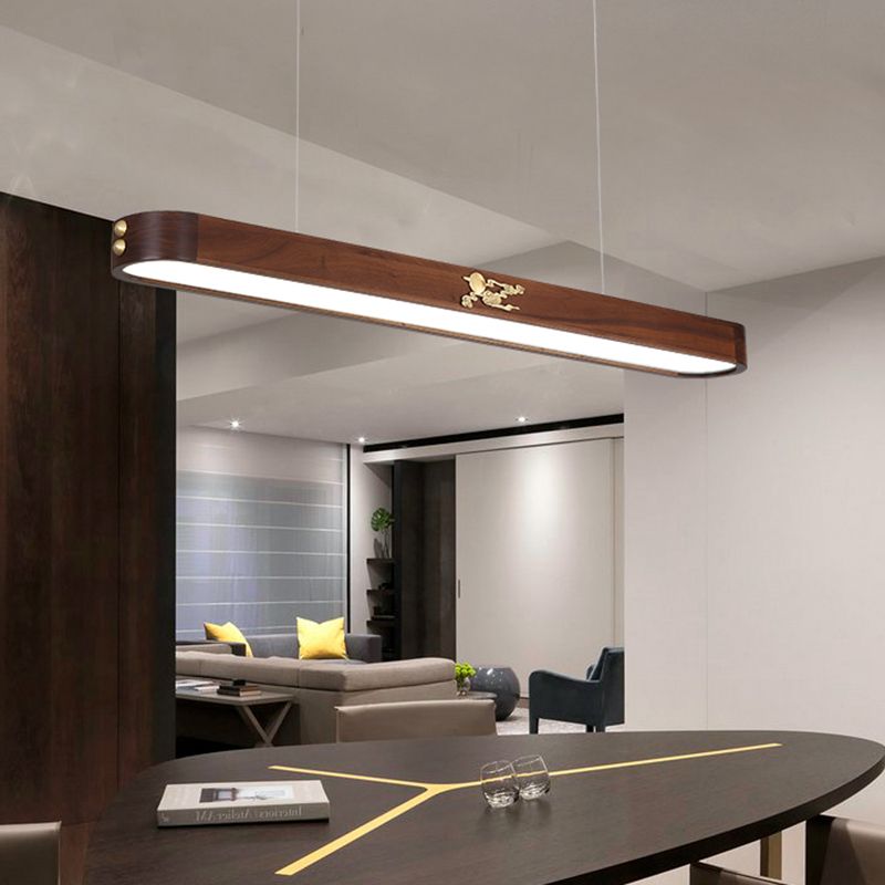 Luz de techo de isla geométrica de cocina moderna de madera ligera de madera ligera