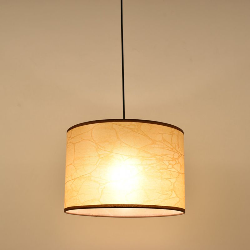 Single Ceiling Light Vintage Drum Shade Fabric Hanging Pendant Light for Restaurant