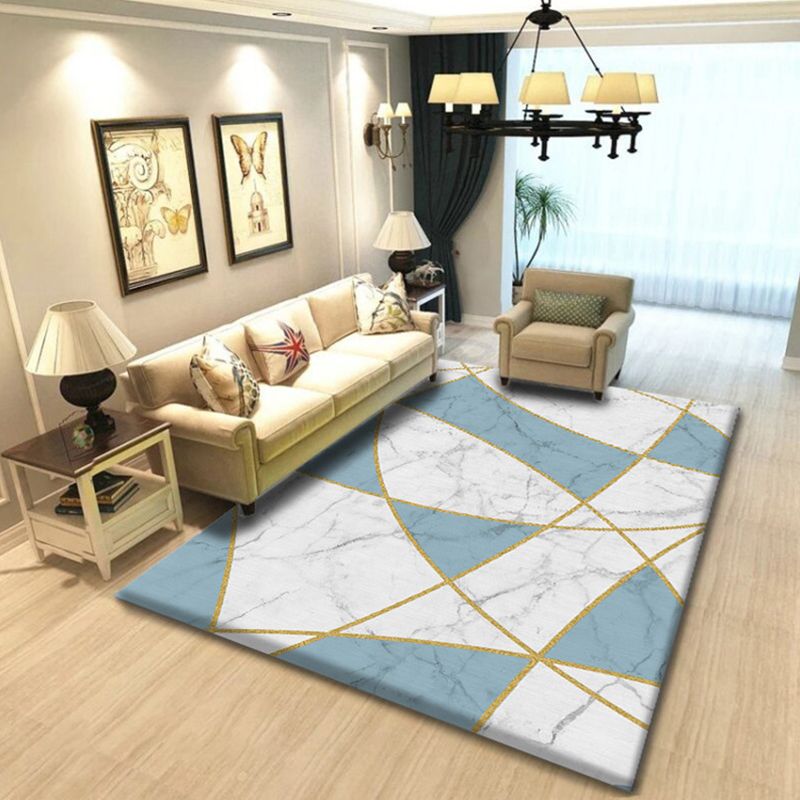 Multi Color Simplicity Rug Polypropylene Geometrical 3D Printed Carpet Machine Washable Non-Slip Pet Friendly Rug for Living Room
