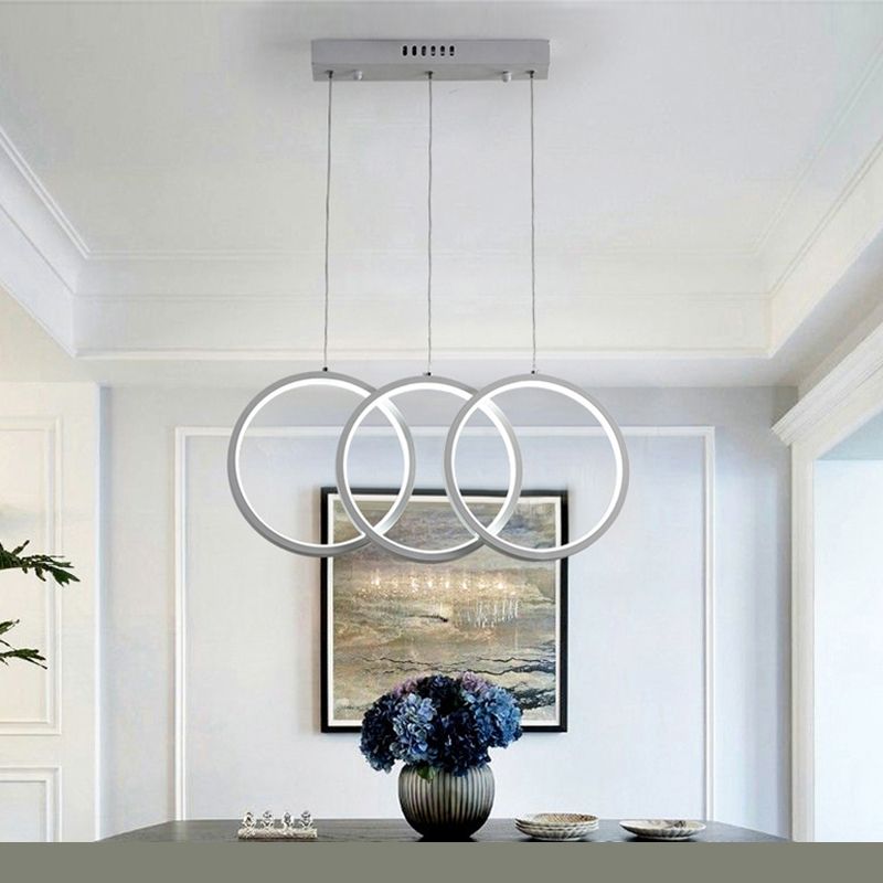 Kreise Esszimmer hängende Anhänger leichte Metall LED Einfachheit Deckenheizlicht in Weiß