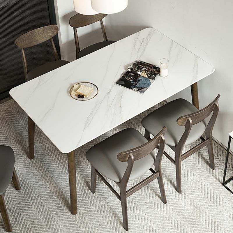 Mid-Century Rectangle Dining Table Solid Wood Base Dining Table for Dining