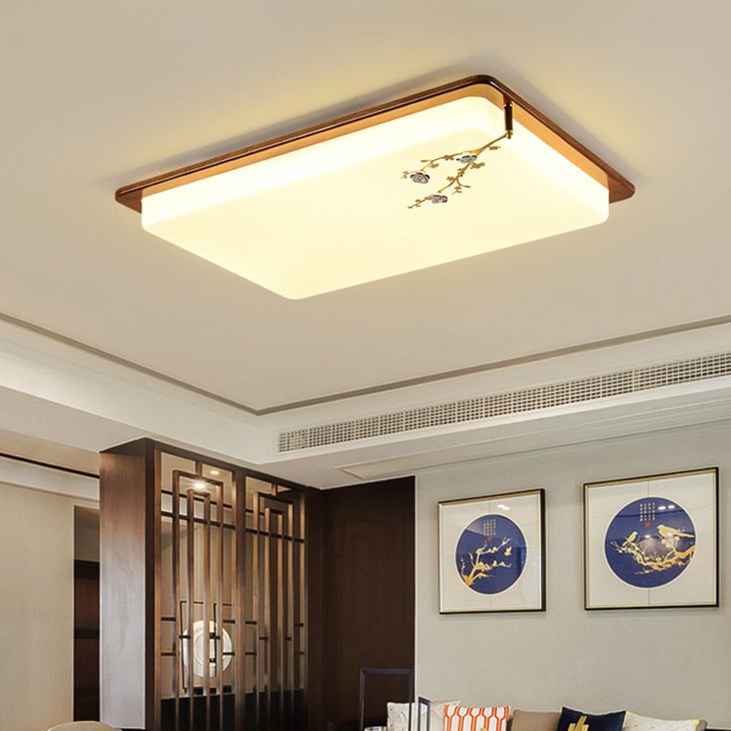 Modern Minimalist Wood Flush Mount 1-Light LED Flush Mount Ceiling Light for Living Room