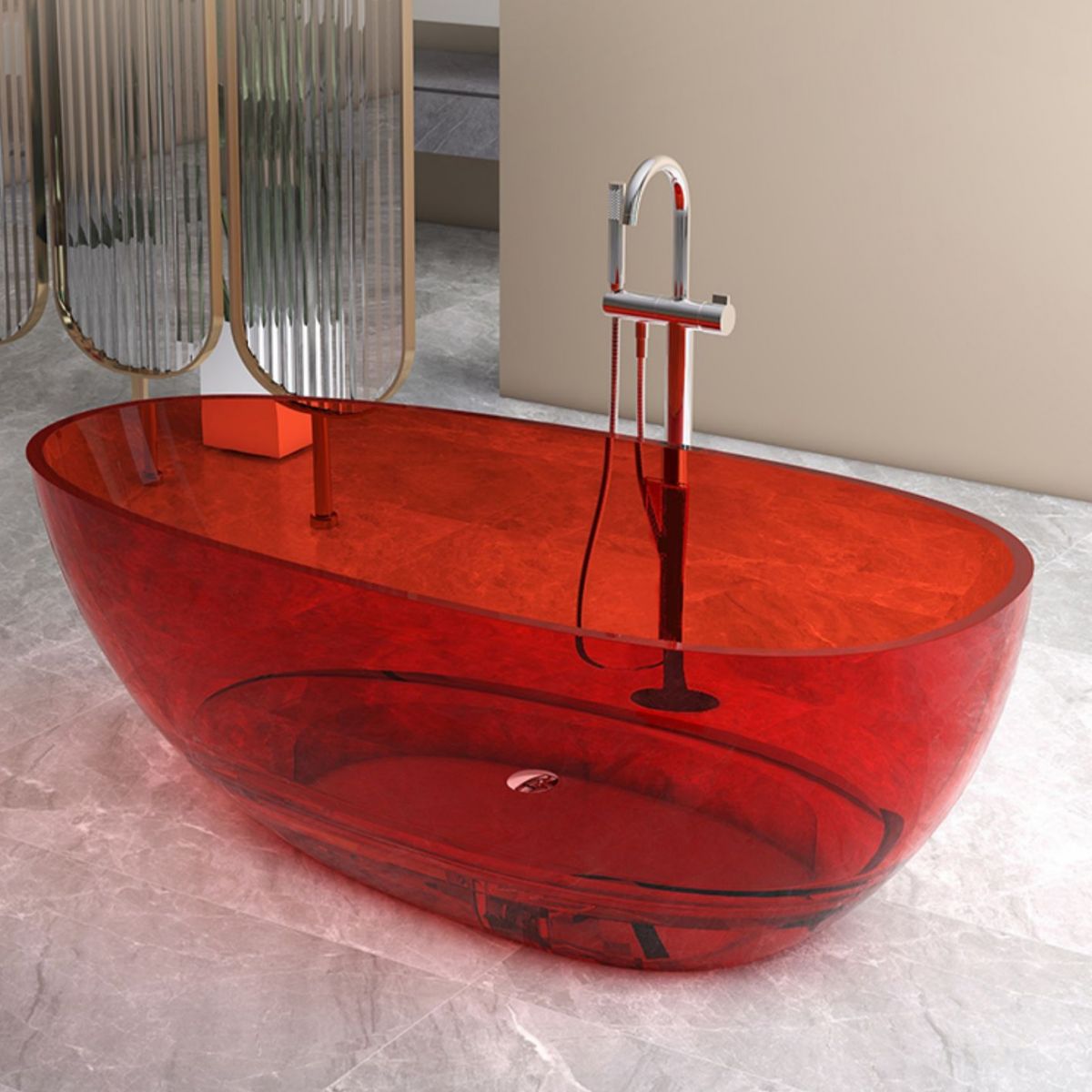 Modern Style Transparent Bathtub Oval Freestanding Bathtub for Bathroom