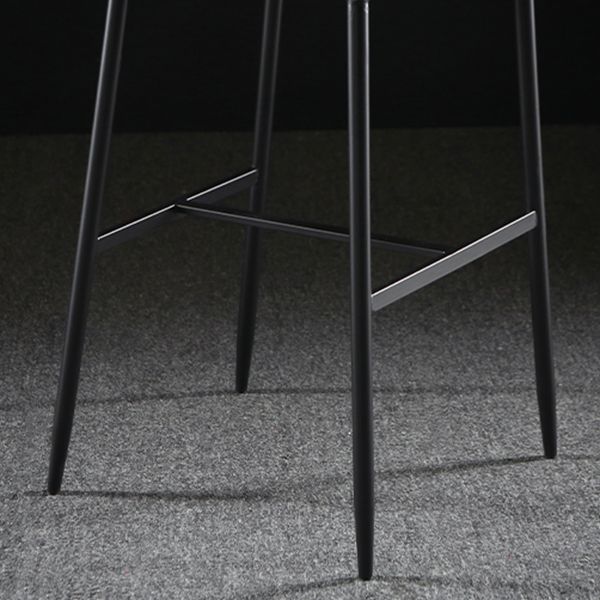 Taburete de bar moderno tapizado con respaldo sin brazos y base de metal