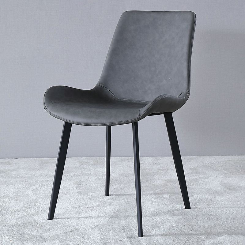 Industrial Dining Chair with Metal Frame Matte Finish Solid Back Side Chair