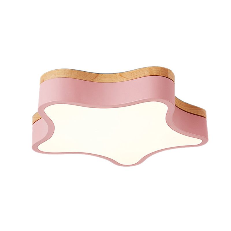 Lampe LED étoile à cinq branches, plafonnier encastré avec abat-jour en acrylique blanc pour chambre à coucher