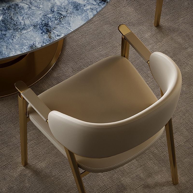 Glam Faux Leather Dining Chairs Dining Arm Chair with Upholstered