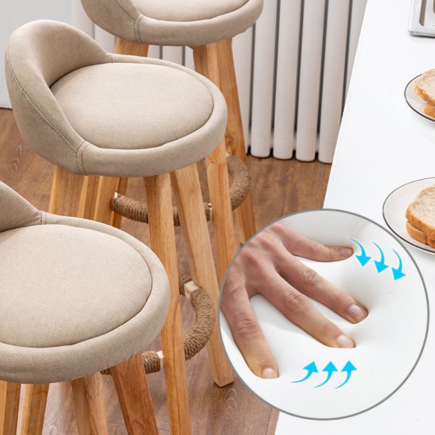 Modern Rubberwood Reception Stool Matte Finish Upholstered Bar Stools