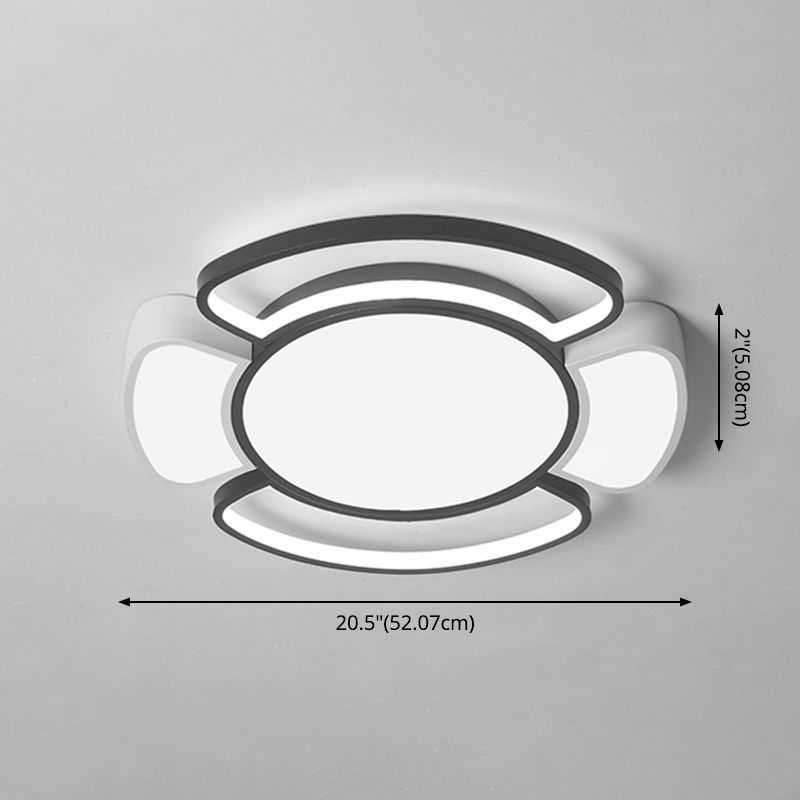 Fijador de techo geométrico de aluminio, Luz LED incorporada en blanco y negro Nórdico