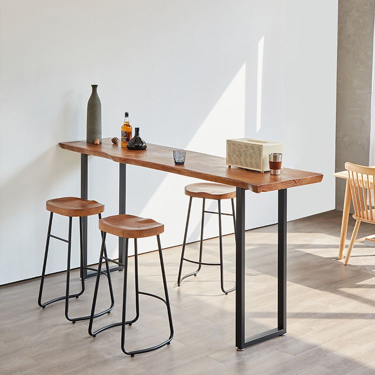 Luxury Rectangle Bar Table Set 1/2/4/5 Pieces Pine Wood Counter Table with Stools