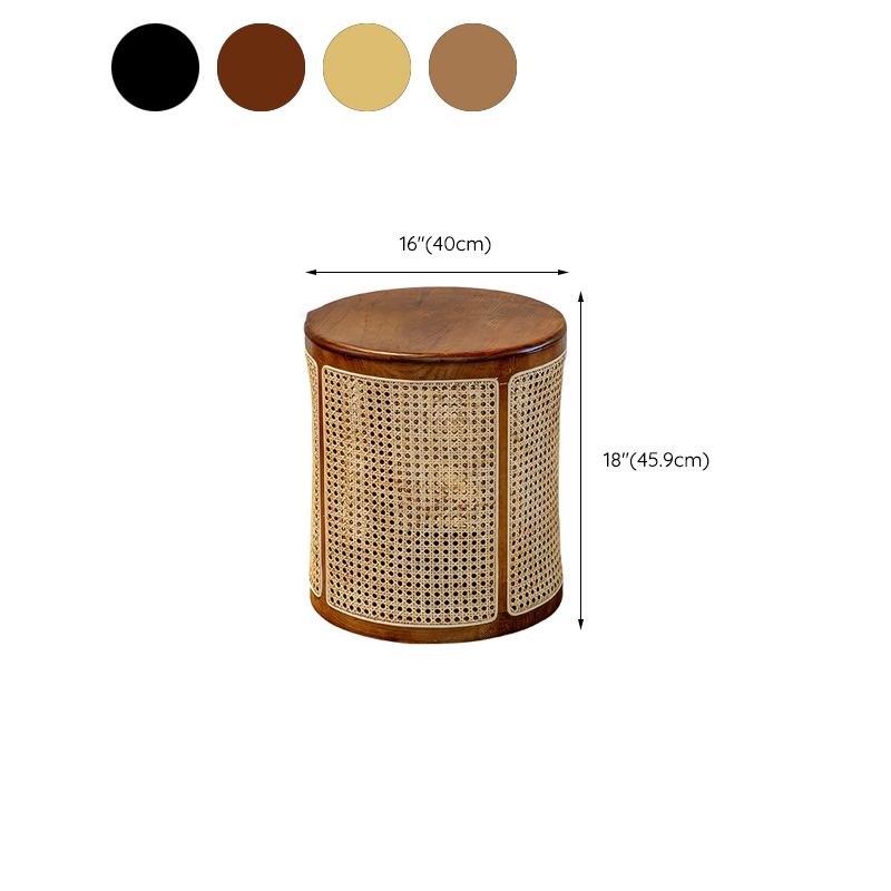 18.11" Tall Wood Round Top Side Table Drum Base End Table with Storage