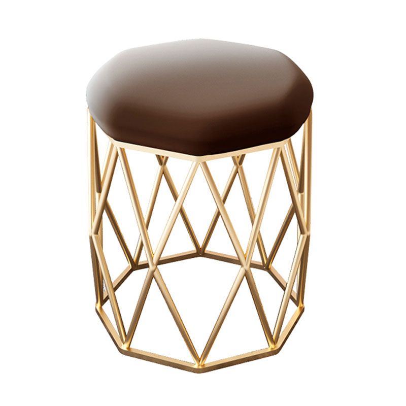 Glam Ottoman Velvet Tear Resistant Solid Color Round Ottoman with Metal Legs