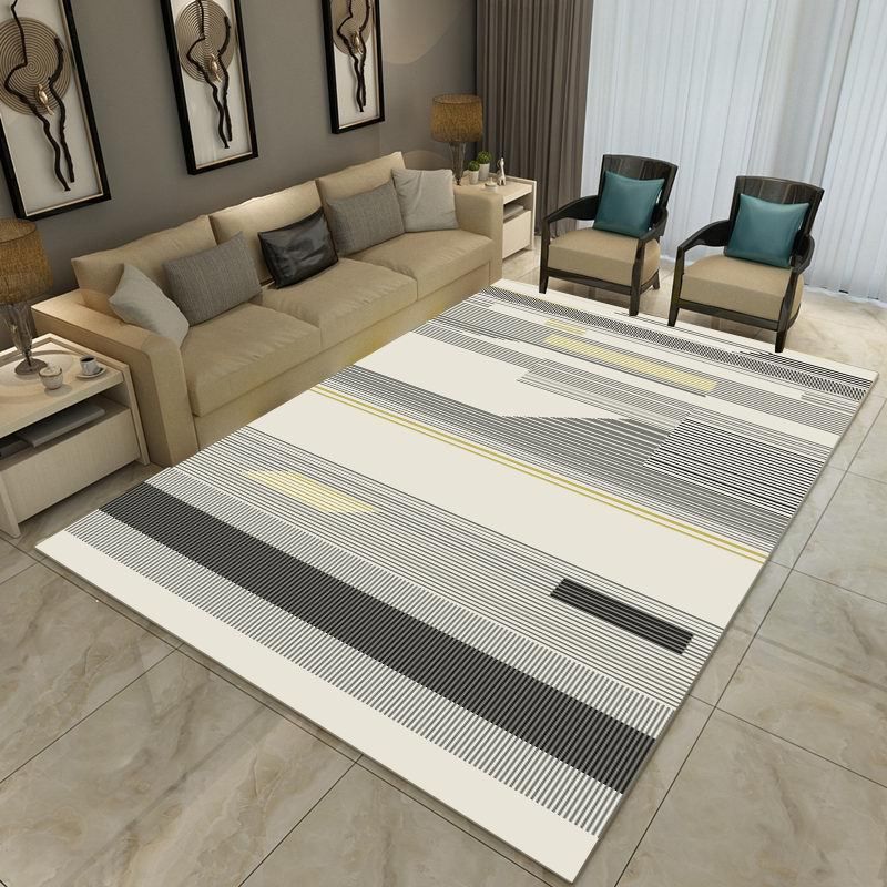 Nordic Geometric Pattern Rug Multi-Color Polypropylene Carpet Anti-Slip Washable Stain Resistant Rug for Great Room