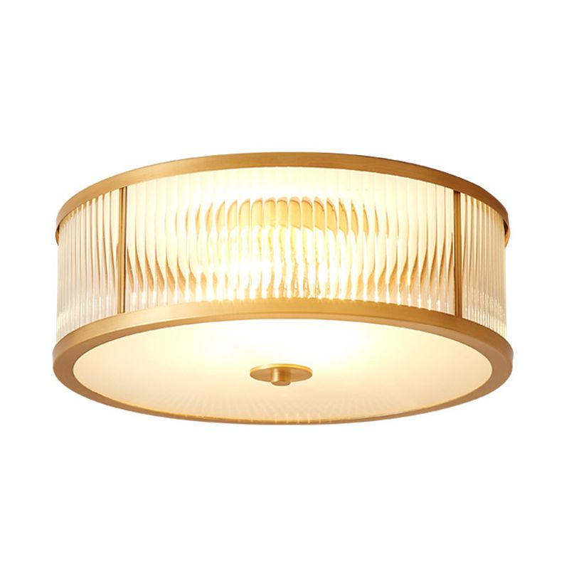 Traditionelle Trommel-Unterputz-Deckenleuchte, transparente Glas-Unterputz-Deckenleuchten für Schlafzimmer