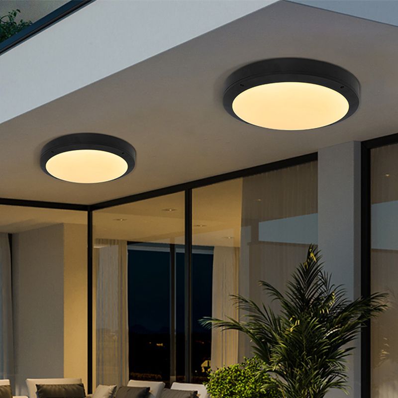 Traditioneel inbouwlichtarmatuur, 1-lichts LED dicht bij plafondlamp met witte acrylkap
