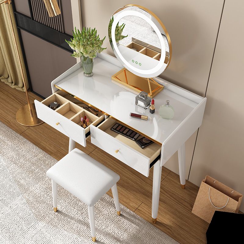 31.5" W Makeup Vanity Table Set in White with 2 Storage Drawers