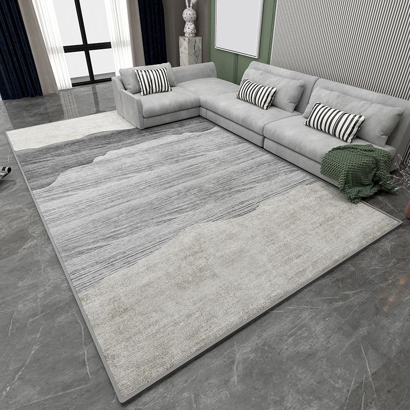 Grey Geometric Print Rug Modern Polyester Area Rug Stain Resistant Carpet for Home Decor