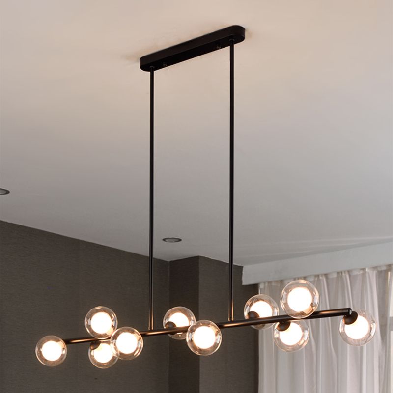 Modern Kitchen Island Lighting Round Hanging Island Lights with Clear Glass Shade