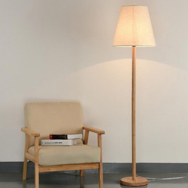 Einfachheit Geometrisch Stehlampe Stoff 1-Lichtraum stehende Beleuchtung in Holz