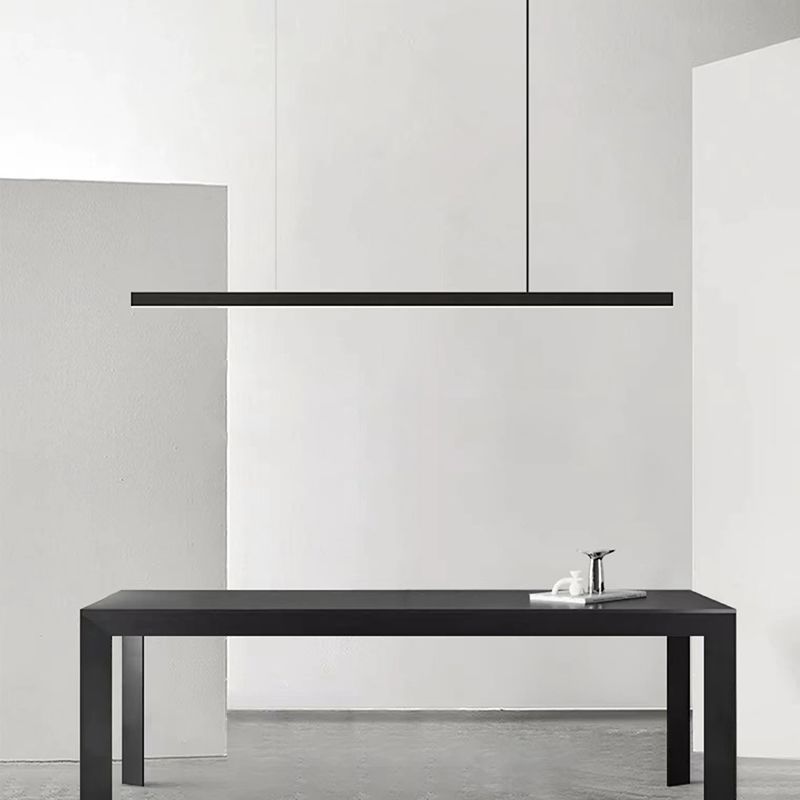 Minimalism Hanging Light Black Linear Island Light Fixture for Dining Room