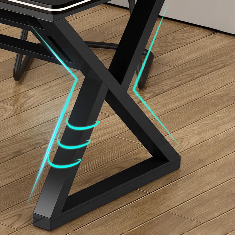 Contemporary Free Form Computer Desk Manufactured Wood Trestle Base Desk