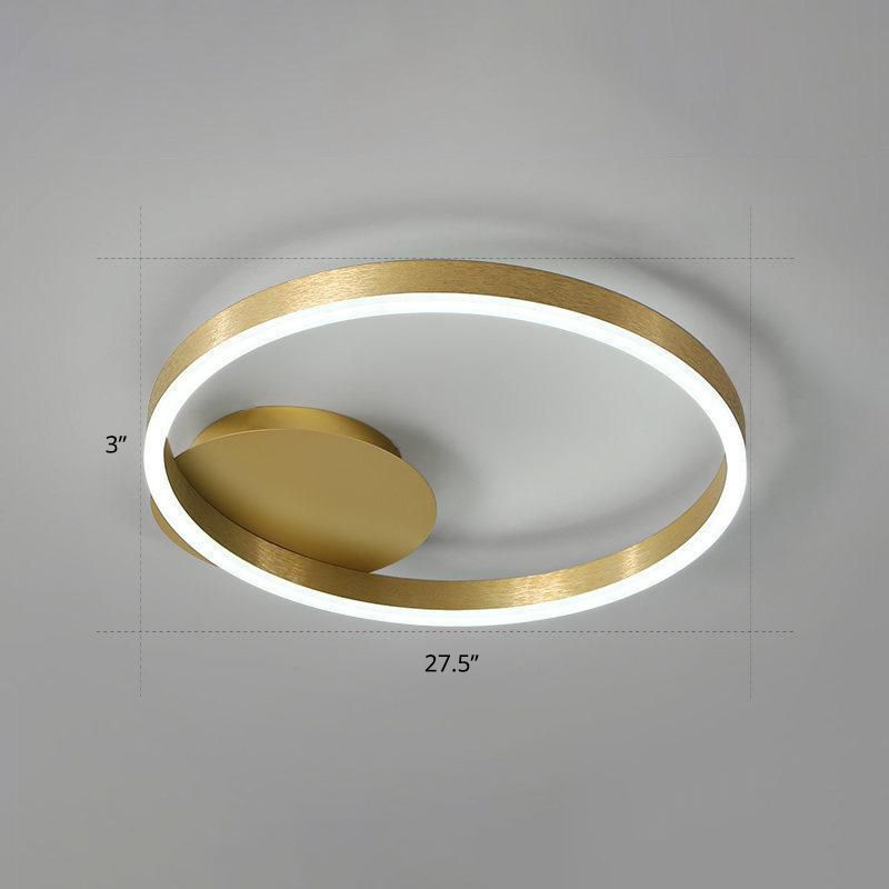 Gold Halo LED Ceiling Lighting Minimalist Aluminum Semi Flush Light Fixture for Bedroom