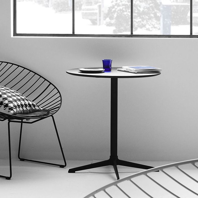 Industrial Wood Dining Table Pedestal Dining Table with Metal Base for Home Use