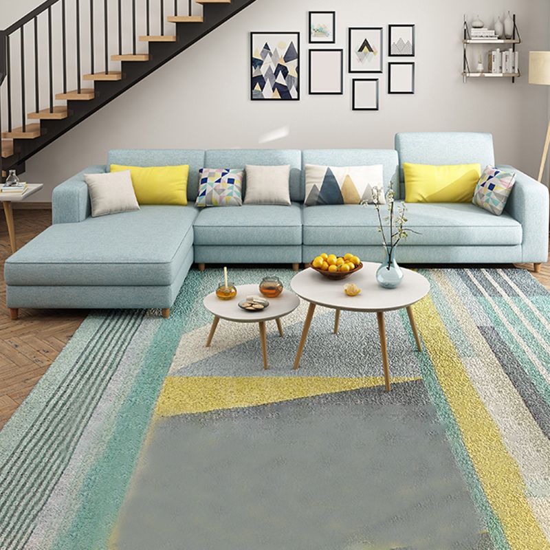 Washable Linen Sectional 129.92" L Square Arm Sectional for Living Room