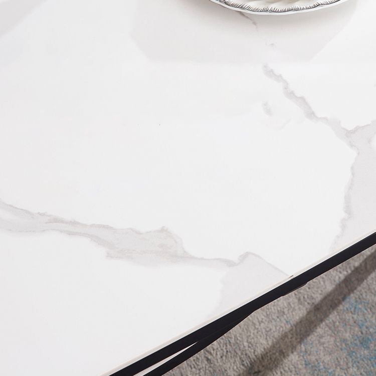 Mesa de comedor de piedra sinterizada de estilo moderno Mesa de hoja de caza redonda blanca con 4 patas