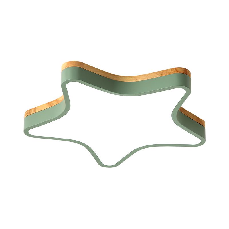 Luz de techo LED de dibujos animados de luz de techo empotrada de estrella de madera acrílica para habitación de jardín de infantes