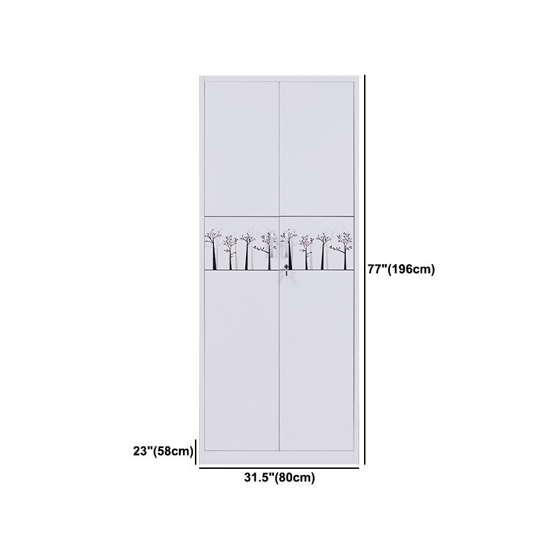 Contemporary Two Doors Wardrobe Armoire Steel Wardrobe Closet