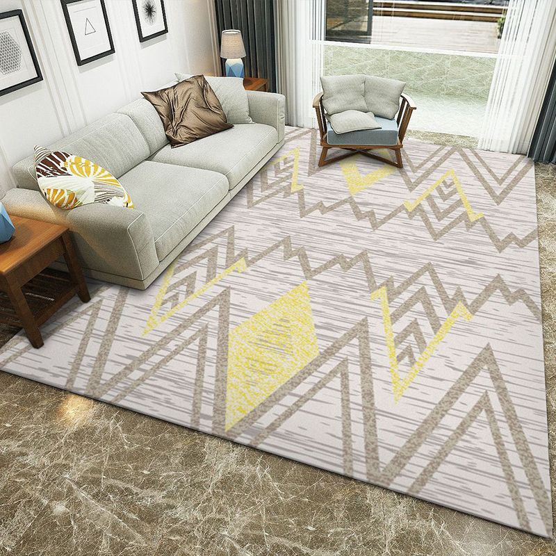 Multicolor Home Decoration Rug Scandinavian Geometric Carpet Polyester Washable Anti-Slip Backing Stain Resistant Rug
