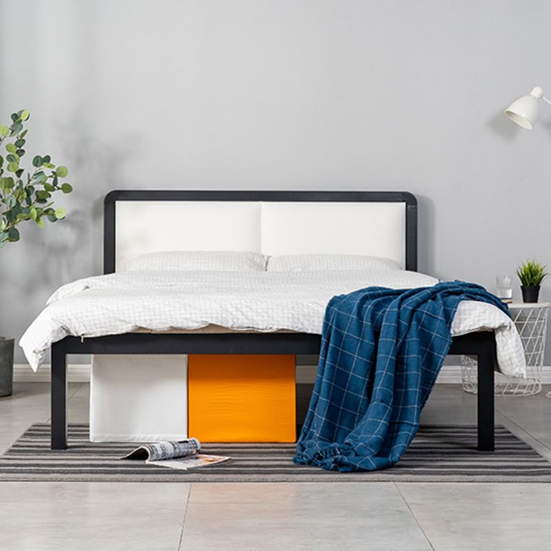 Slat Bed 36.61"H Adjustable Height with Open-Frame Upholstered Headboard