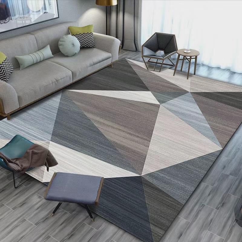 Minimalist Geometric Printed Carpet Non-Slip Backing Area Rug Polyster Rug for Living Room