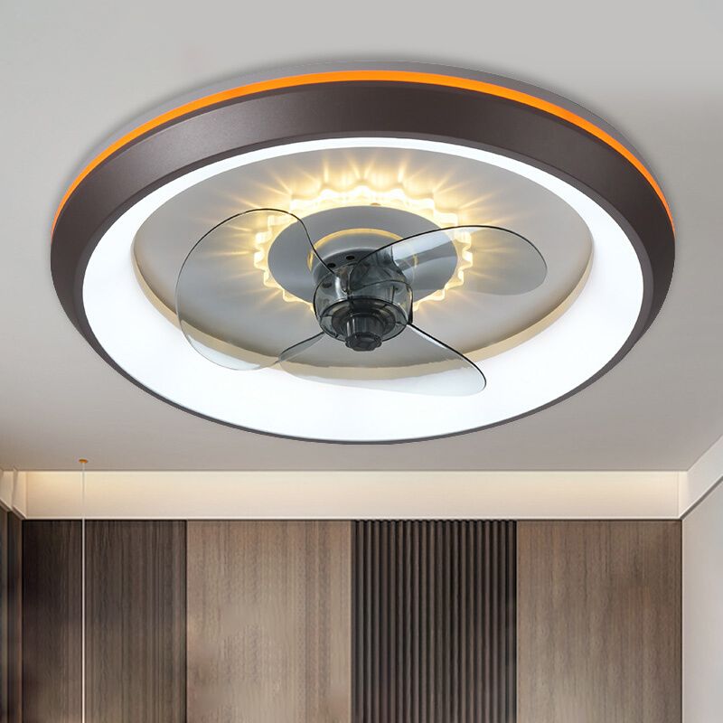 Ventilador de techo LED conciso moderno Ligera de hierro lacado con ventiladores de techo circular con sombra acrílica