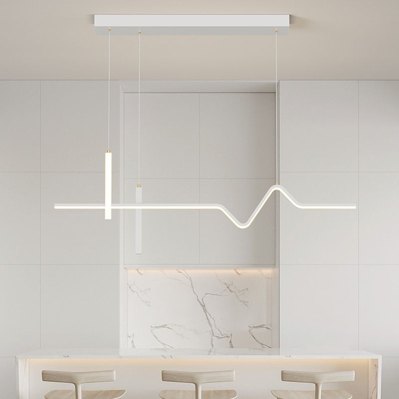 Linear Modern 3 - Light Ceiling Pendant Fixture in Matte LED White Kitchen Island Fixture