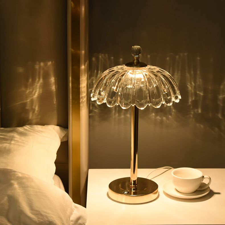 Modern Minimalist Style Dome Nightstand Lamp Glass 1 Light Table Lamp for Bedroom