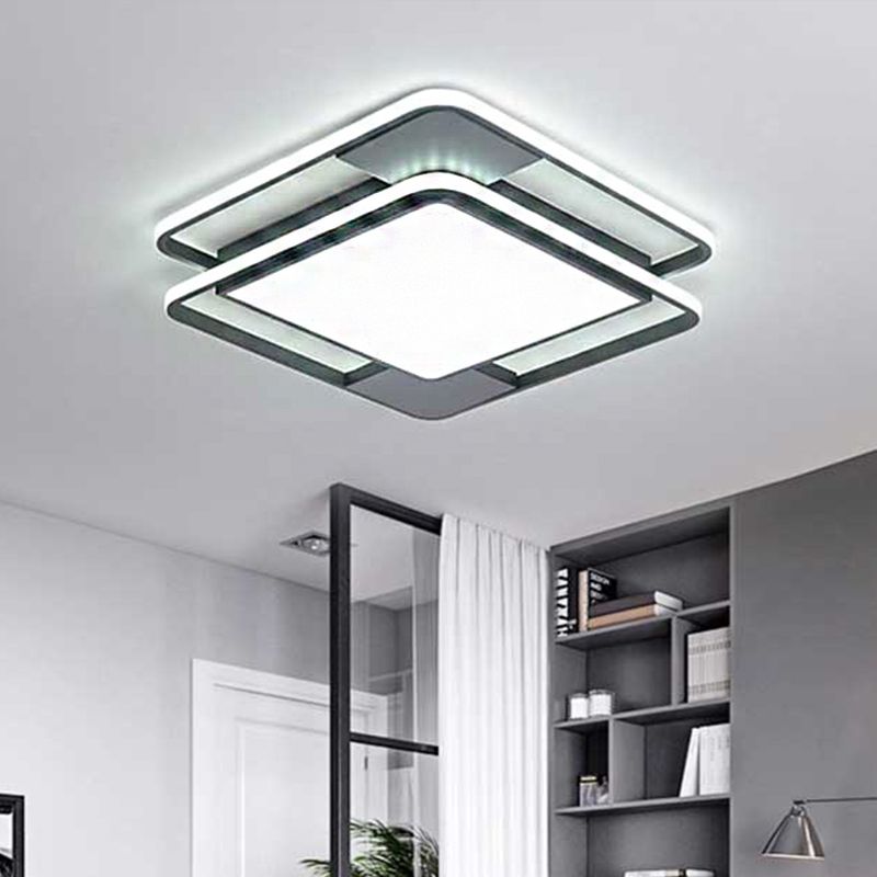 Rhombus/Rechteckig Acryl LED Flushmount Lighting Modern 16 "/19.5" /35.5 " Breites Schwarz-Weiß Flush Mount Halterung für Schlafzimmer