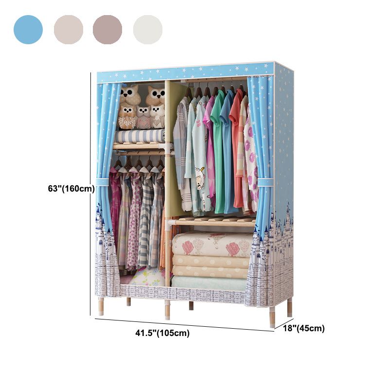 Contemporary Style Wardrobe Armoire Wood Frame Armoire with Garment Rod for Home
