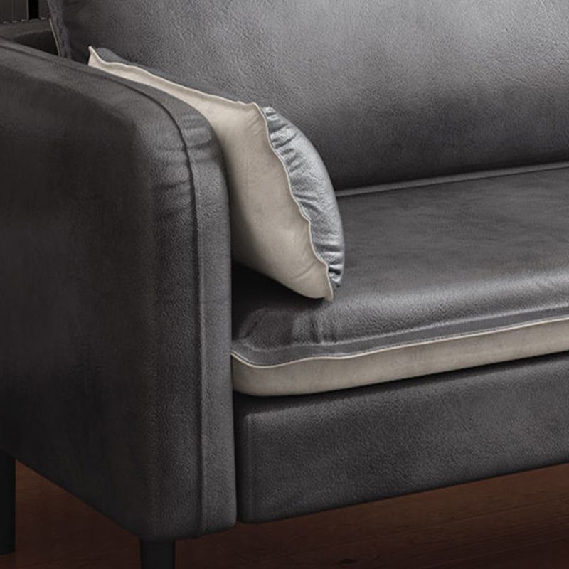 30.7"H Mid Century Modern Faux Leather Square Arm Sofa for Living Room