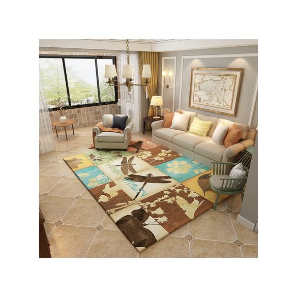 Nordic Geometric Pattern Rug Multi-Color Polypropylene Carpet Anti-Slip Washable Stain Resistant Rug for Great Room